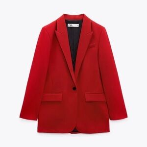 Zara Red Structured Blazer